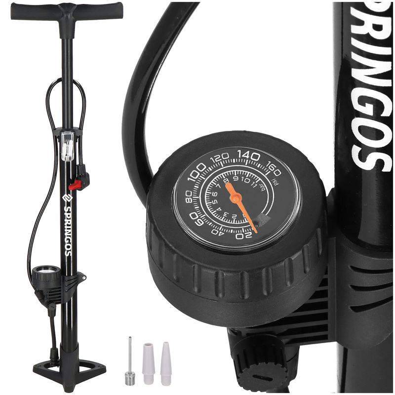 Pompka rowerowa z manometrem 11 bar, pompka podłogowa do rowerów