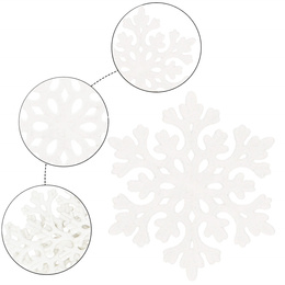 Zawieszki świateczne 8 szt. śnieżynki brokatowe 8 cm białe