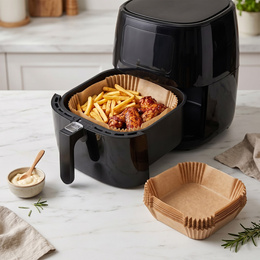 Wkłady papierowe do Airfryer 100 szt. tacki do frytkownicy beztłuszczowej 20 x 20 cm