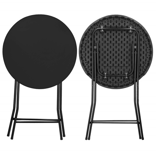 Stół składany cateringowy 110x80 cm okrągły stolik bankietowy koktajlowy czarny