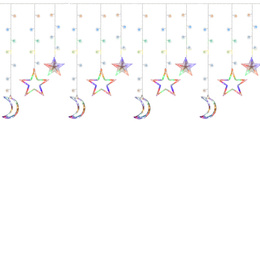 Kurtyna świetlna 138 Led girlanda gwiazdki księżyce lampki sople multikolor