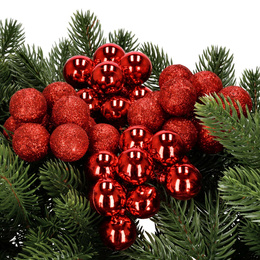 Bombki choinkowe 54 szt. zestaw ozdoby świąteczne na drucikach brokatowe matowe czerwone