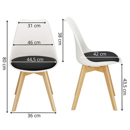 Krzesło skandynawskie do kuchni salonu jadalni Verde ekoskóra biało-czarne