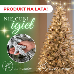 Choinka sztuczna 220 cm świerk premium ośnieżony jak żywy, nowoczesny, ze stojakiem