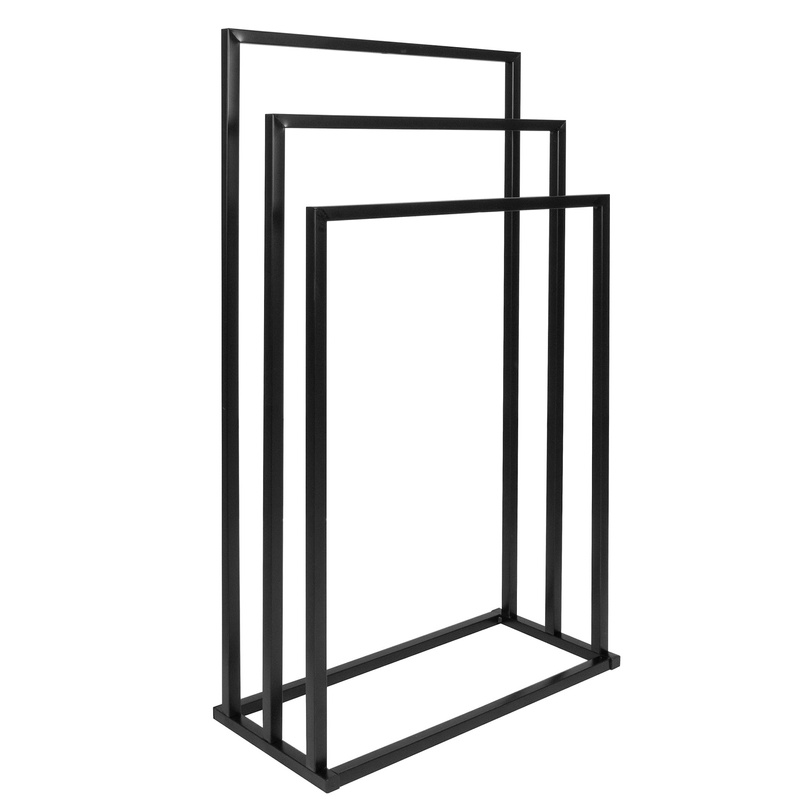 Wieszak łazienkowy na ręczniki stojak 3-ramienny czarny