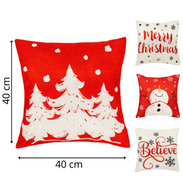 Poszewki świąteczne 40x40cm 4 szt. zestaw dekoracyjny na poduszki jaśki czerwono-białe
