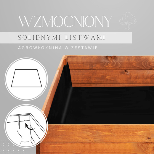 Skrzynia na warzywa drewniana 140x84x26,5 cm wysoki warzywniak zielnik impregnowany