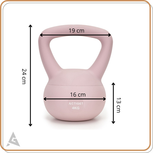 Kettlebell miękki 4kg kula odważnik hantla ciężar do ćwiczeń fitness, jasnoróżowy