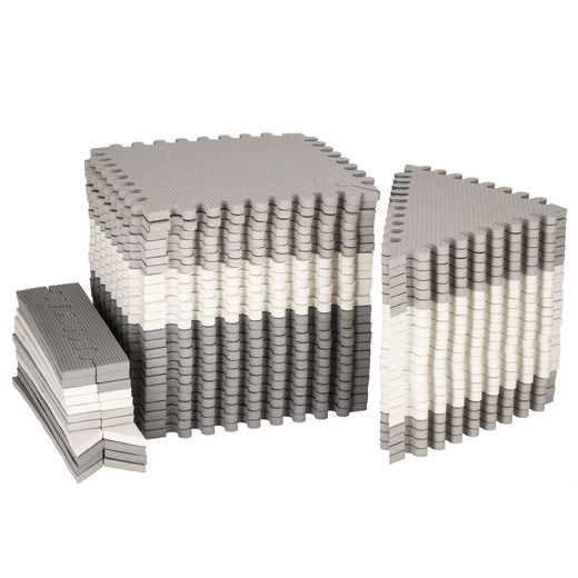 Mata piankowa trójkąty 186x186 cm szare puzzle dla dzieci, do ćwiczeń pianka EVA