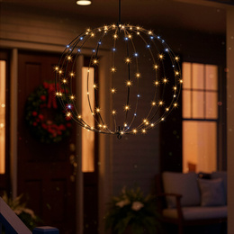 Kula świetlna 112 LED dekoracja świąteczna do ogrodu, IP44 ciepły biały + biały flash