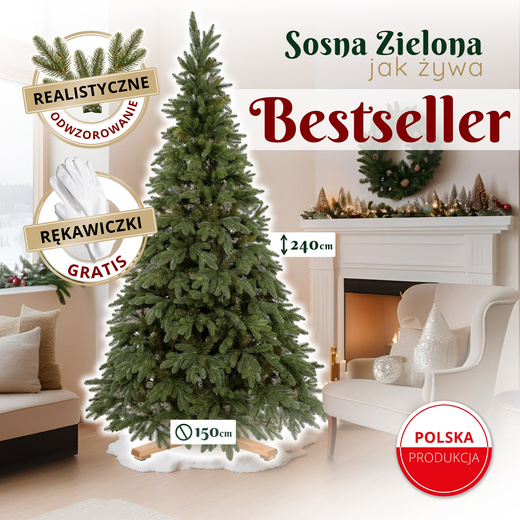 Choinka sztuczna 240 cm sosna zielona PE Royal Trees premium drzewko świąteczne jak żywe