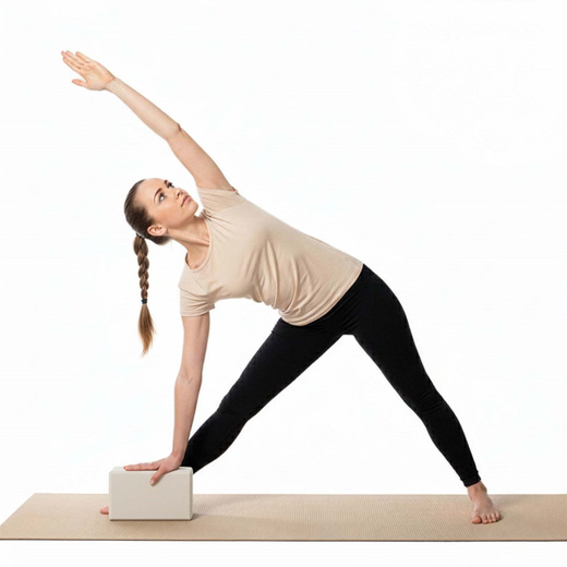 Kostka do jogi piankowa EVA 23x15x7,5 cm klocek blok do ćwiczeń pilates stretching beżowy