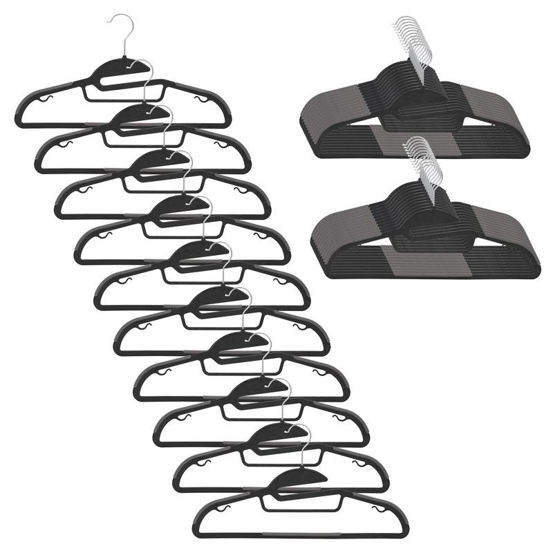 Wieszaki na ubrania 30 szt. antypoślizgowe plastikowe odzieżowe do szafy czarne