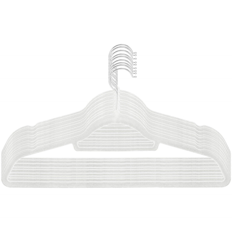Wieszaki welurowe na ubrania 9 szt. zestaw premium biały
