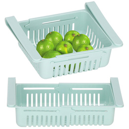 Organizer do lodówki pod półkę rozsuwany 20,5–28,5 cm, wysuwana szuflada miętowa