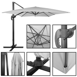 Parasol ogrodowy XXL na wysięgniku 500 cm z pokrowcem na balkon, taras jasnoszary