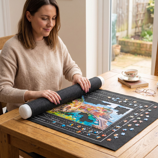 Mata do układania puzzli, zwijana 114x67 cm plansza, podkładka na 1500 puzzli