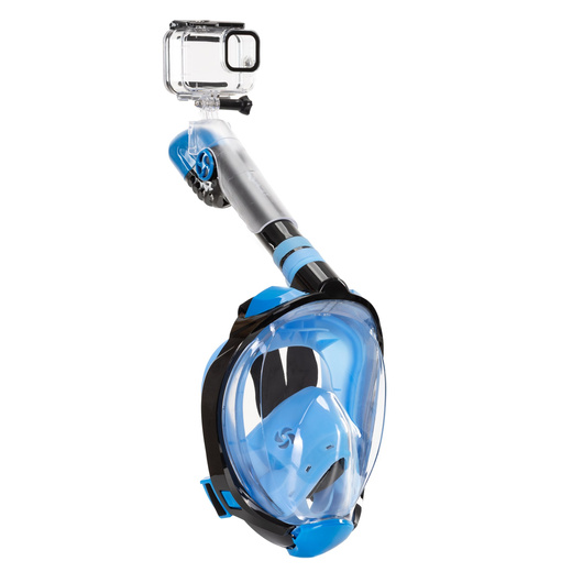 Maska z rurką do nurkowania, snorkelingu L/XL pełnotwarzowa, AntiFog, uchwyt na kamerę