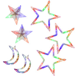 Kurtyna świetlna 138 Led girlanda gwiazdki księżyce lampki sople multikolor