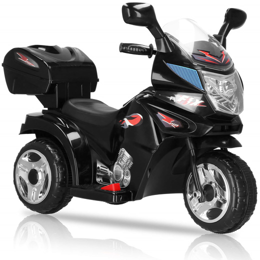 Motocykl dla dzieci, elektryczny jeździk trójkołowy, motorek na akumulator, czarny