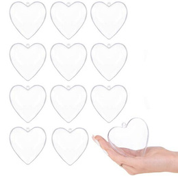 Bombki akrylowe 10cm serce plastikowe decoupage zestaw 12 szt.