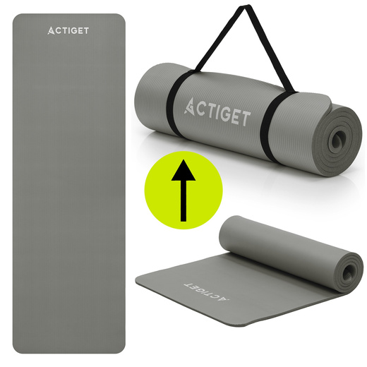 Mata do jogi, ćwiczeń fitness 183x61 cm antypoślizgowa, materac do stretchingu szary