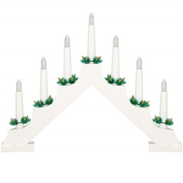 Świecznik adwentowy Led 7 świec biały drewniany