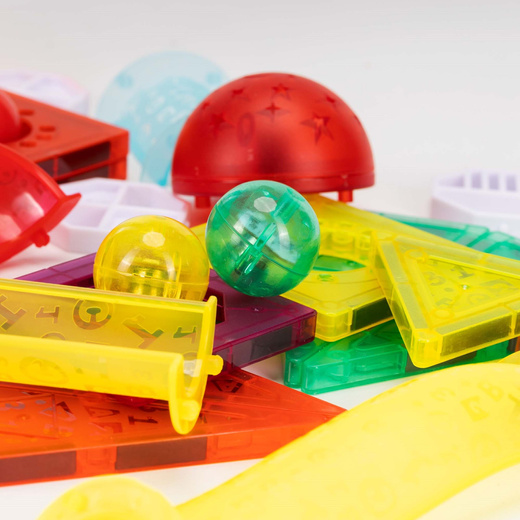 Klocki magnetyczne, kulki LED wieża z spiralną windą zestaw klocków konstrukcyjnych 134 szt. kolorowe