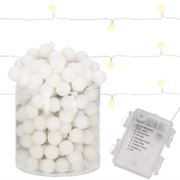 Lampki choinkowe 50 Led kuleczki biały ciepły z programatorem na baterie