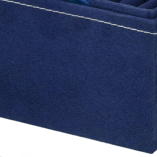 Szkatułka na biżuterię ekoskóra 12x12x12 cm granatowy, welurowy organizer z przegródkami
