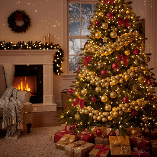 Girlanda świąteczna 160 cm łańcuch z bombek 130 szt. złote