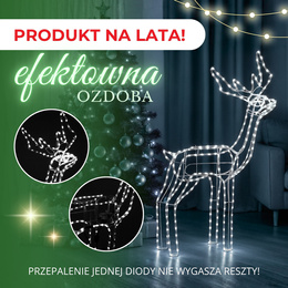 Renifer Led 115 cm świąteczny z ruchomą głową świetlna dekoracja do ogrodu biały zimny