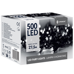 Lampki choinkowe 500 led zimne białe 27,5 m oświetlenie IP44
