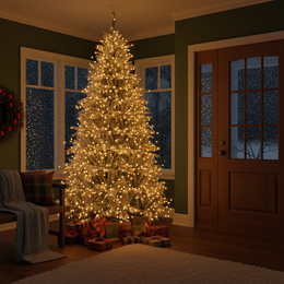 Choinka sztuczna 250 cm świerk ośnieżony jak żywy, nowoczesny, ze stojakiem