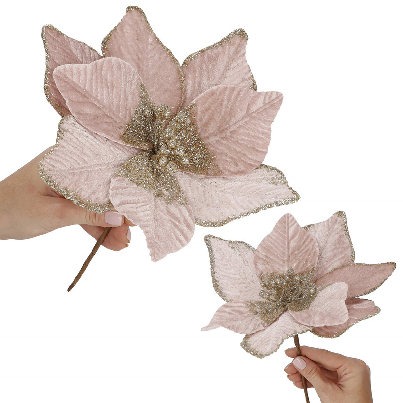 Sztuczna gwiazda betlejemska gałązka poinsecja kwiat różowy