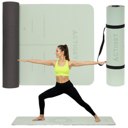 Mata do jogi, ćwiczeń fitness 183x61 cm antypoślizgowa, materac do stretchingu miętowy