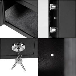 Sejf domowy na pieniądze, kasetka, skrzynka kasa pancerna z 3 kluczami czarna