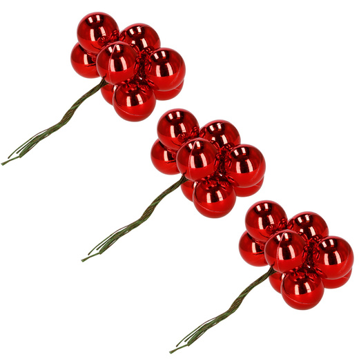 Bombki choinkowe 54 szt. zestaw ozdoby świąteczne na drucikach brokatowe matowe czerwone