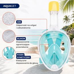 Maska do nurkowania L/XL pełnotwarzowa, z rurką, AntiFog, DryTop do snorkelingu regulowana