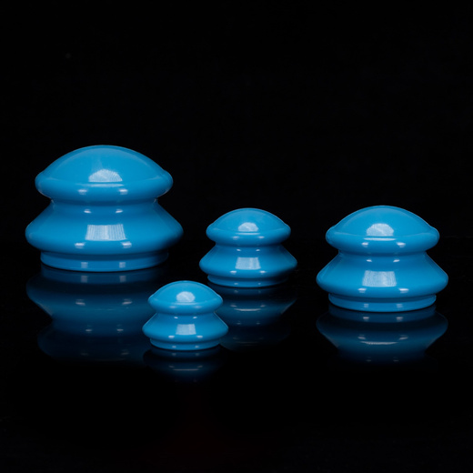 Bańki chiński, gumowe do masażu zestaw 4 szt. antycellulitowy, niebieskie