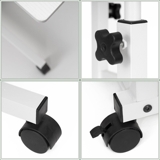 Stolik na kółkach regulowany 76-86 cm biurko mobilne pod laptopa biały