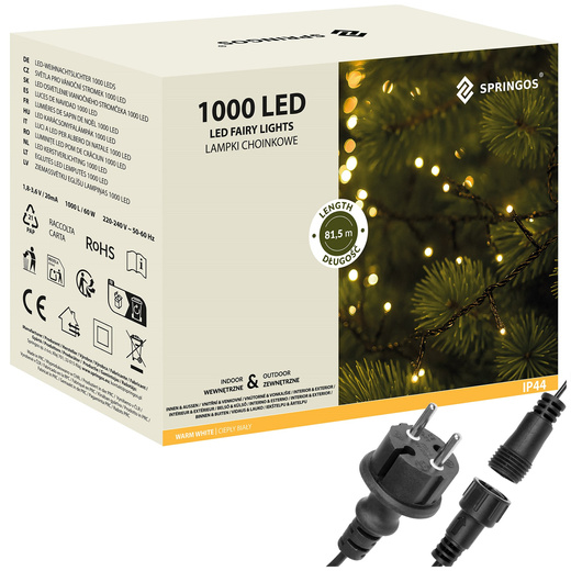 Lampki choinkowe 1000 Led biały ciepły 81,5 m oświetlenie świąteczne IP44