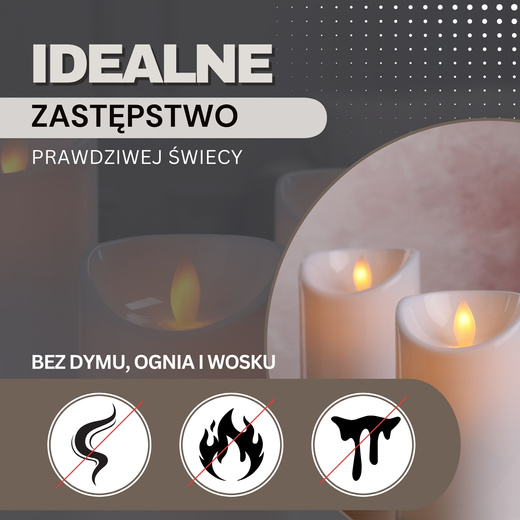 Świece elektryczne LED 6 szt. wkłady do zniczy 18,5 cm świeczki na baterie ruchomy płomień
