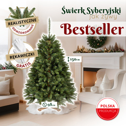 Choinka sztuczna 150 cm Premium Royal Trees świerk syberyjski z drewnianym stojakiem