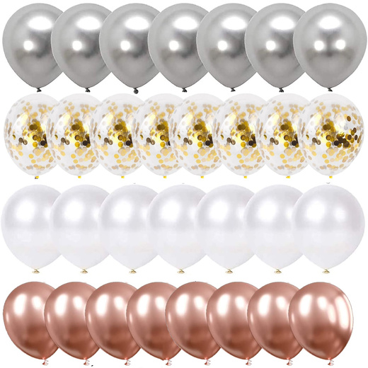 Balony urodzinowe 50 szt. zestaw dekoracje białe, szare, różowe, z konfetti