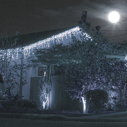 Kurtyna świetlna z pilotem 14,5 m  girlanda 300 led lampki wewnętrzno-zewnętrzne sople zimny biały