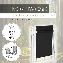 Krzesło turystyczne, wędkarskie składane krzesełko na biwak, plaże czarne 