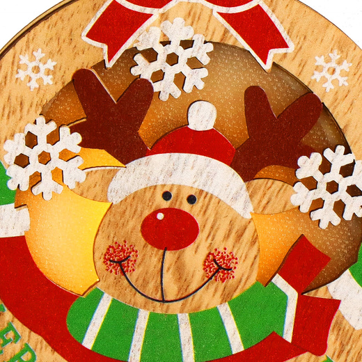 Zawieszka choinkowa renifer świecąca ozdoba świąteczna drewniana na baterię