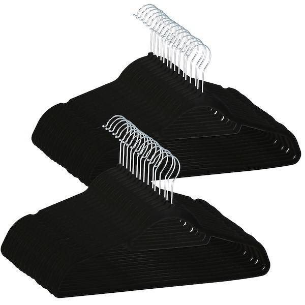 Wieszaki welurowe na ubrania 30 szt. zestaw premium czarny