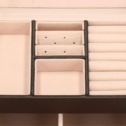 Szkatułka na biżuterię ekoskóra 17,5x14x12,5 cm brązowy organizer z przegródkami